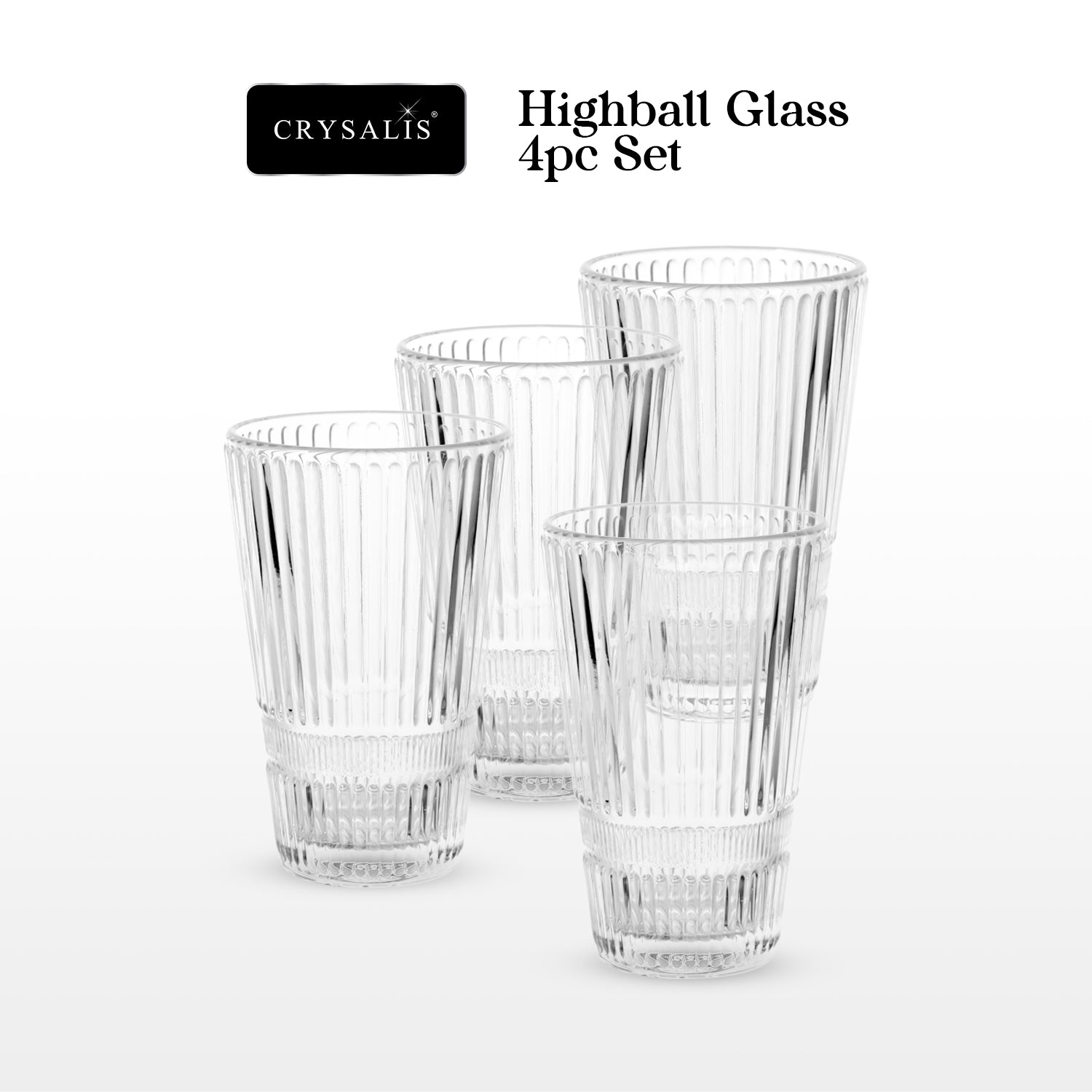 Crysalis Linear Glassware Collection Dinner Plates Bowls Coffee Mugs Glass Cups Set