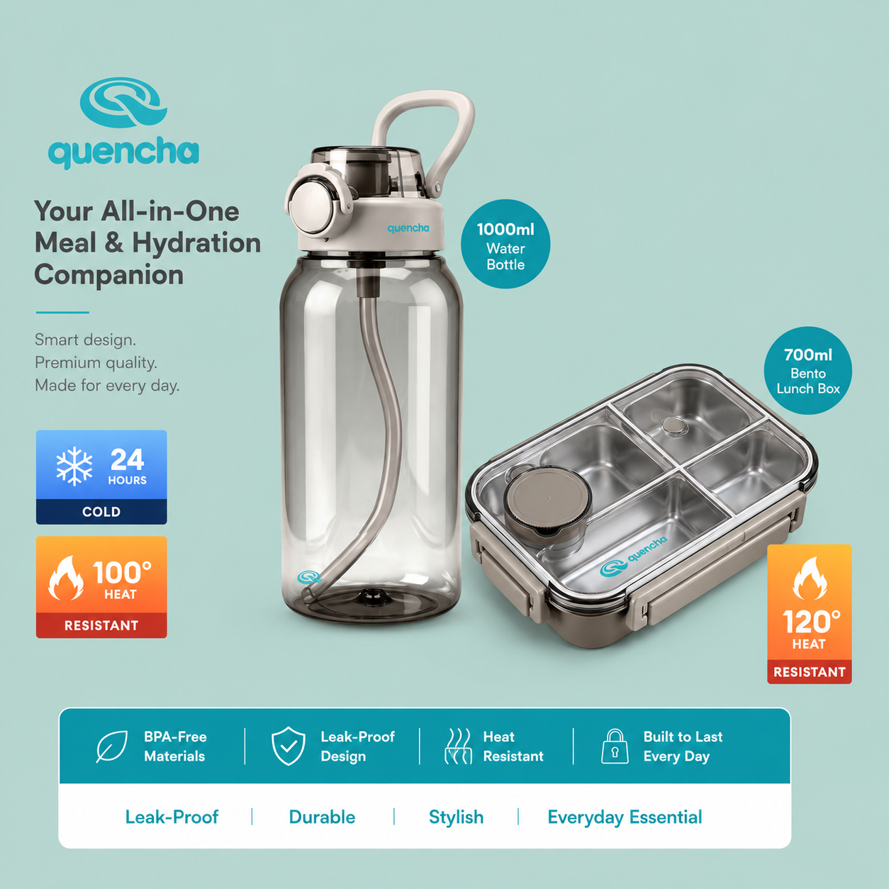 Quencha Horizon Collection Insulated Tumbler Coffee Mug Water Bottle Lunch Box Vacuum Flask