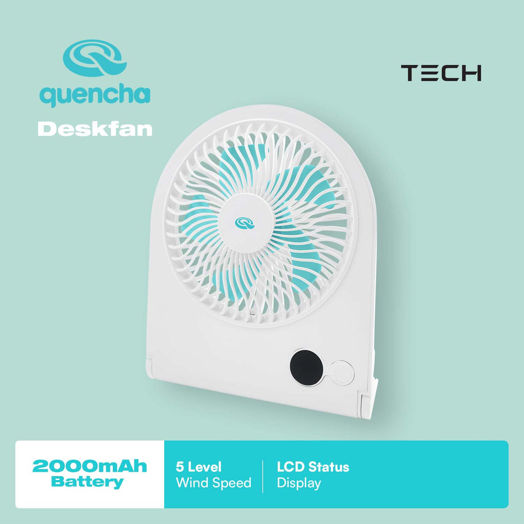 QUENCHA Portable Desk Fan 2000mAh Rechargeable Mini Fan