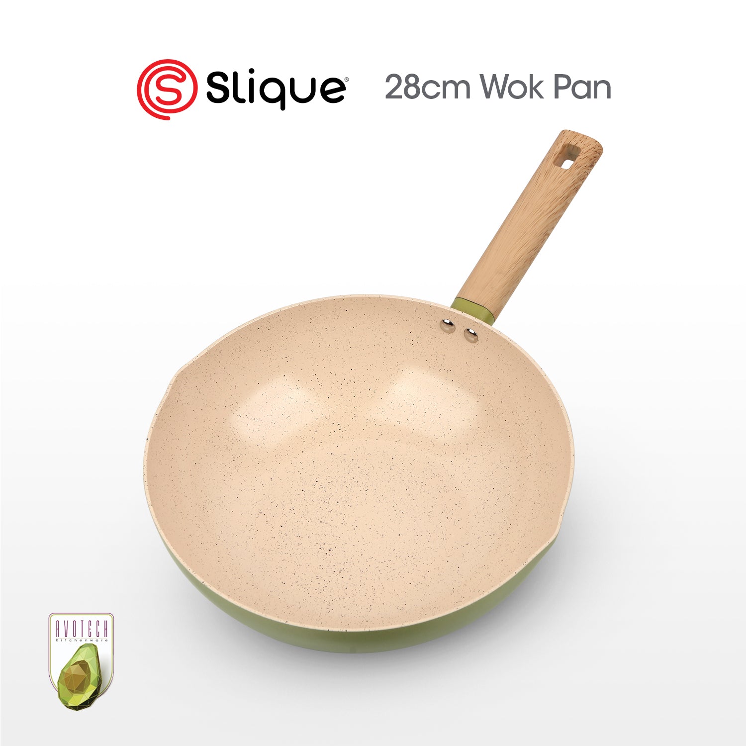 Slique AvoTech Ceramic Cookware Collection Heavy-Duty Non-Stick Frypan Wok Dutch Oven PFOA-Free Induction