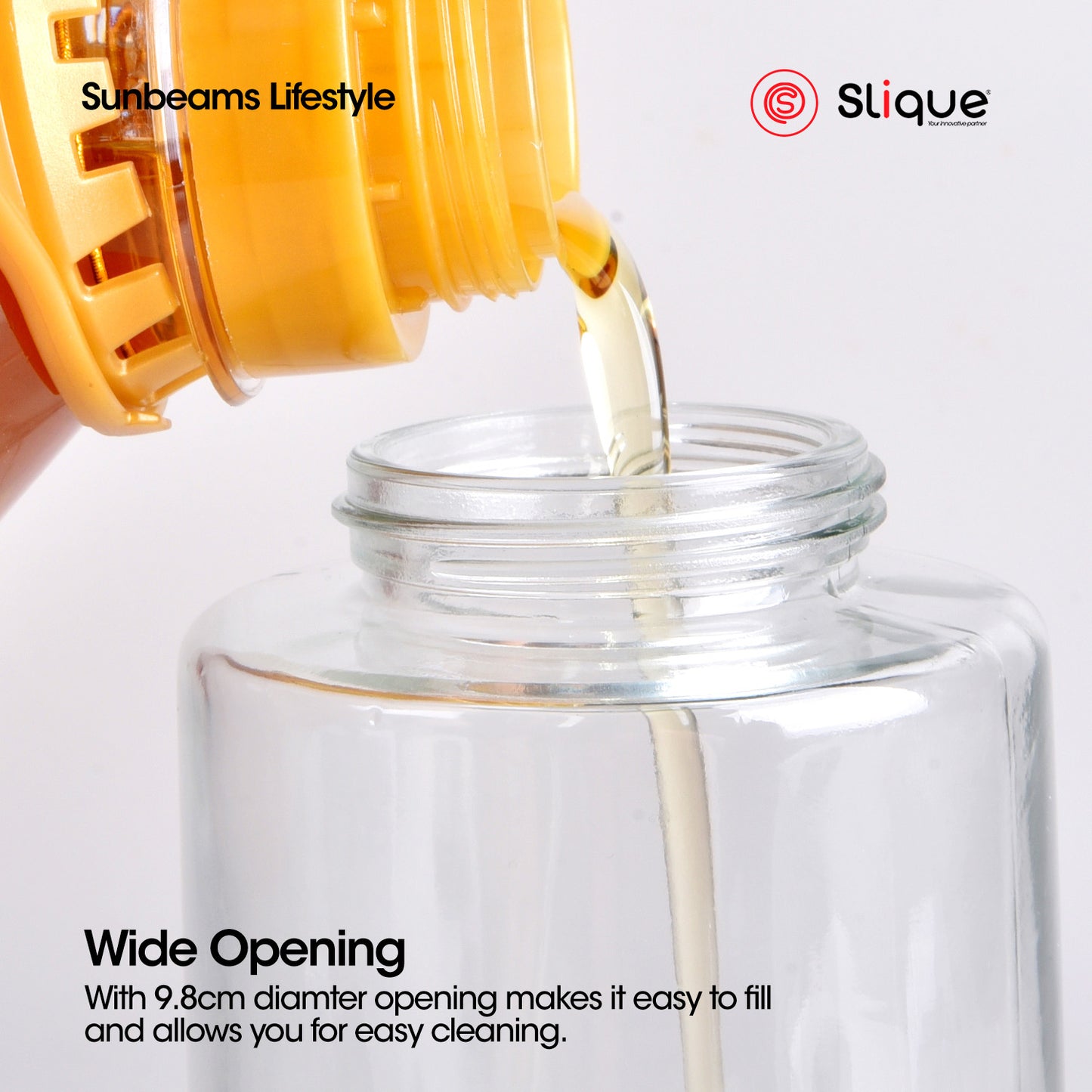 SLIQUE Premium Sodium Glass Oil Dispenser Jar, Condiments Organizer Bottle 300/600ml