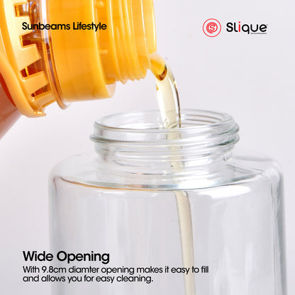 SLIQUE Premium Sodium Glass Oil Dispenser Jar, Condiments Organizer Bottle 300/600ml
