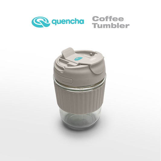 Quencha 12oz Glass Coffee Tumbler with Built-in Straw