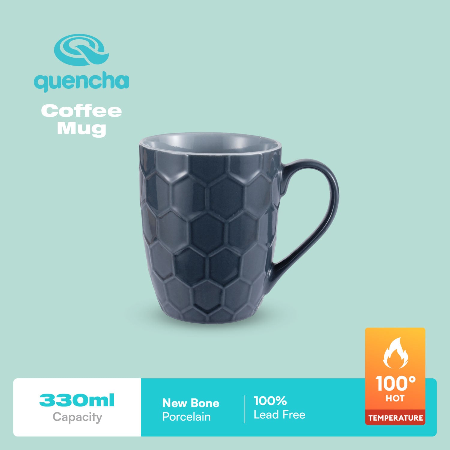 QUENCHA Horizon New Bone Porcelain Textured Mugs With Comfortable Grip & Gifting Appeal