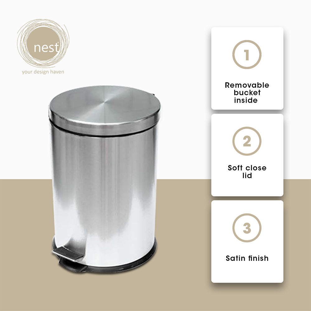 NEST DESIGN LAB Premium Stainless Steel Pedal Bin Soft Close Amazing Gift Idea For Any Occasion!