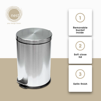 NEST DESIGN LAB Premium Stainless Steel Pedal Bin Soft Close Amazing Gift Idea For Any Occasion!