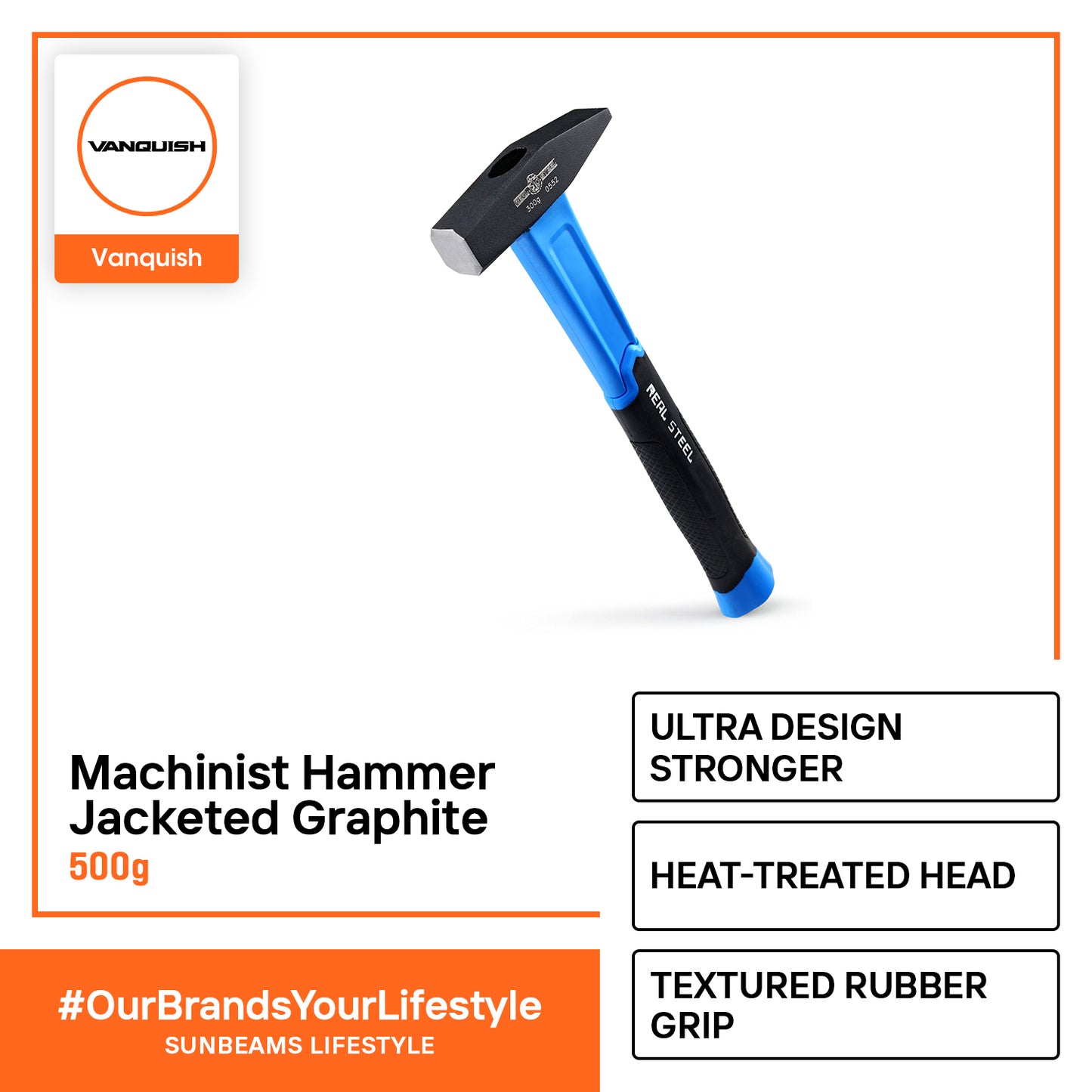 REALSTEEL Machinist Hammer, Jacketed Graphite