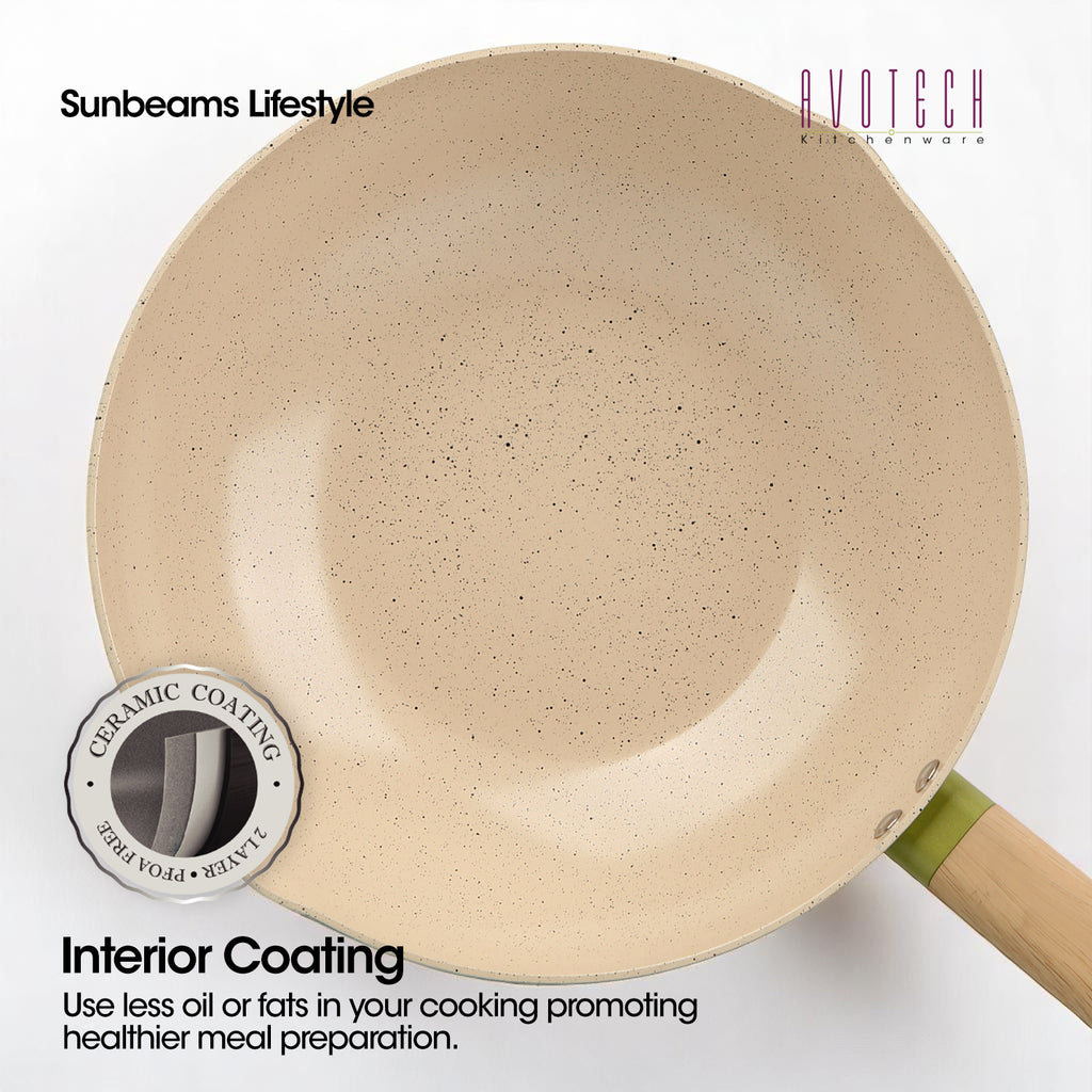 Slique AvoTech Ceramic Cookware Collection Heavy-Duty Non-Stick Frypan Wok Dutch Oven PFOA-Free Induction