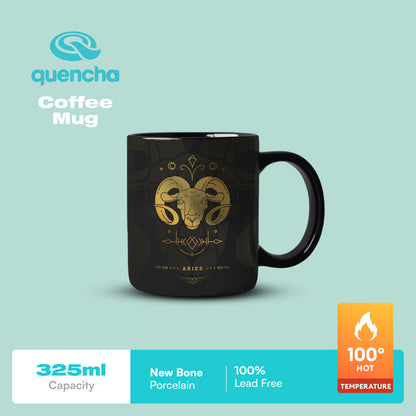 Quencha 325ml Chip Resistant Coffee Mug with Zodiac Design Porcelain Coffee Cup