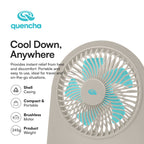 QUENCHA Portable Desk Fan 2000mAh Rechargeable Mini Fan