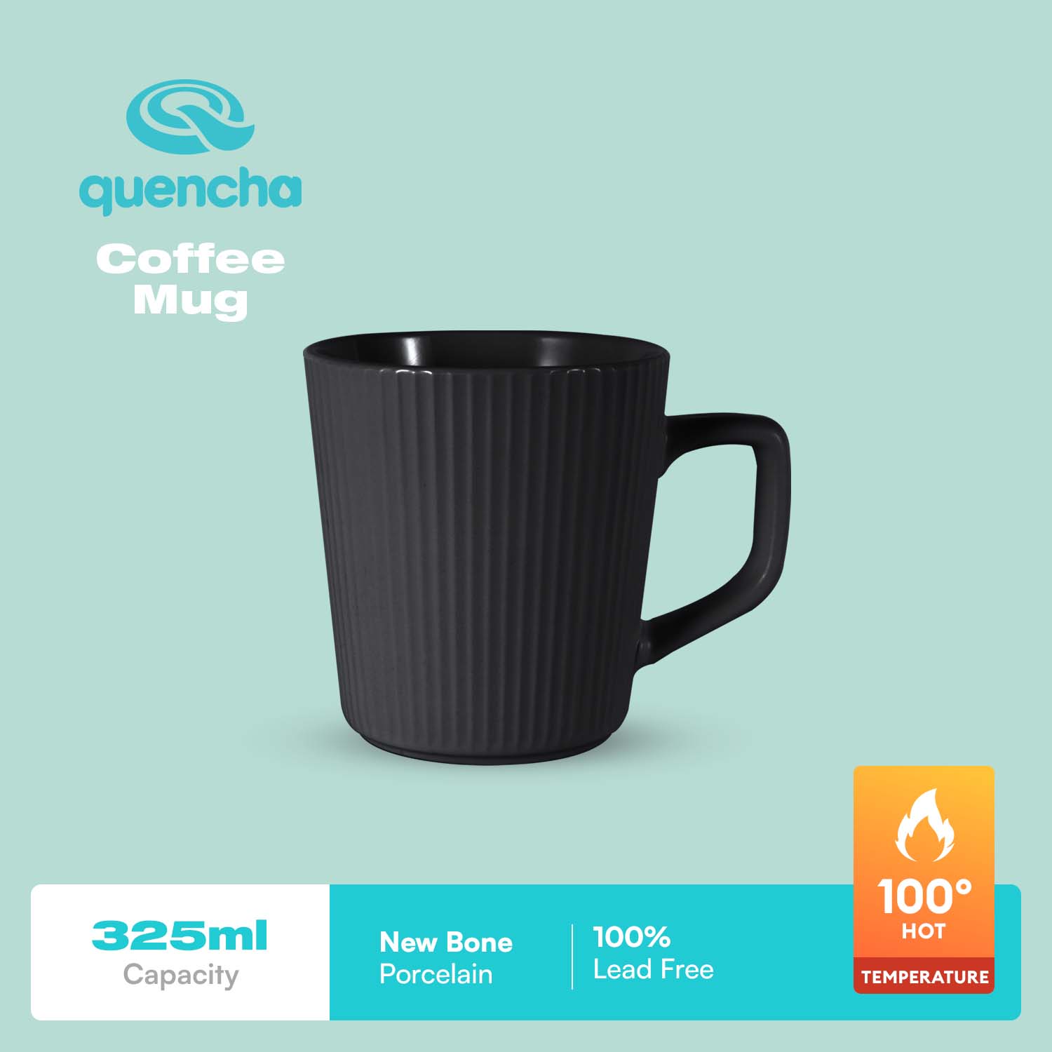Quencha 325ml Chip Resistant Coffee Mug Porcelain Coffee Cup