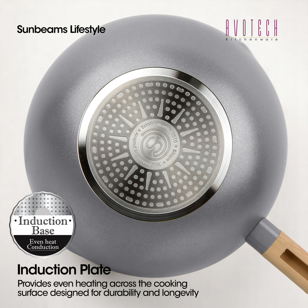 Slique AvoTech Ceramic Cookware Set Heavy-Duty Non-Stick Frypan Wok Dutch Oven  PFOA-Free Induction