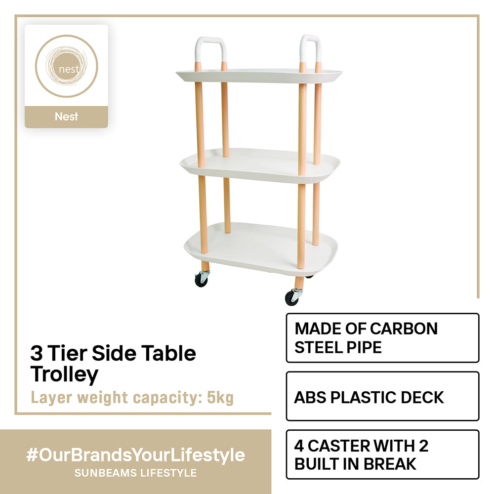NEST DESIGN LAB 3 Tier Oval Trolley Cart Durable Amazing Gift Idea For Any Occasion!