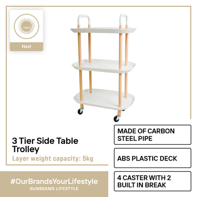NEST DESIGN LAB 3 Tier Oval Trolley Cart Durable Amazing Gift Idea For Any Occasion!