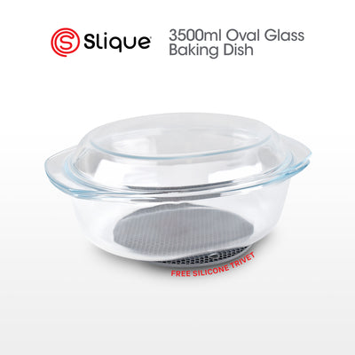 SLIQUE Premium Borosilicate Oval Glass Baking Dish 3000ml