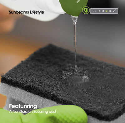 SCRUBZ Premium 2 in 1 Cleaning Sponge Set of 6 Polyester & Polyurethane Grey