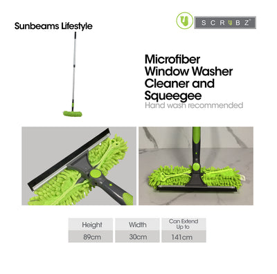 SCRUBZ Microfiber Window Washer Cleaner and Squeegee