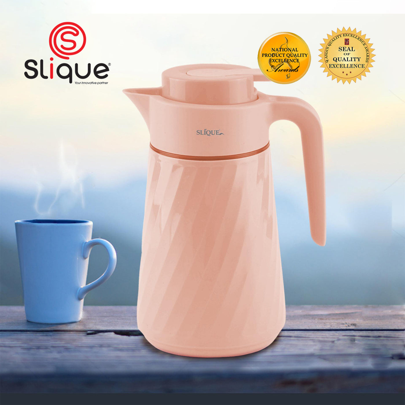 SLIQUE Premium Vacuum Flask1000ml (Coral)