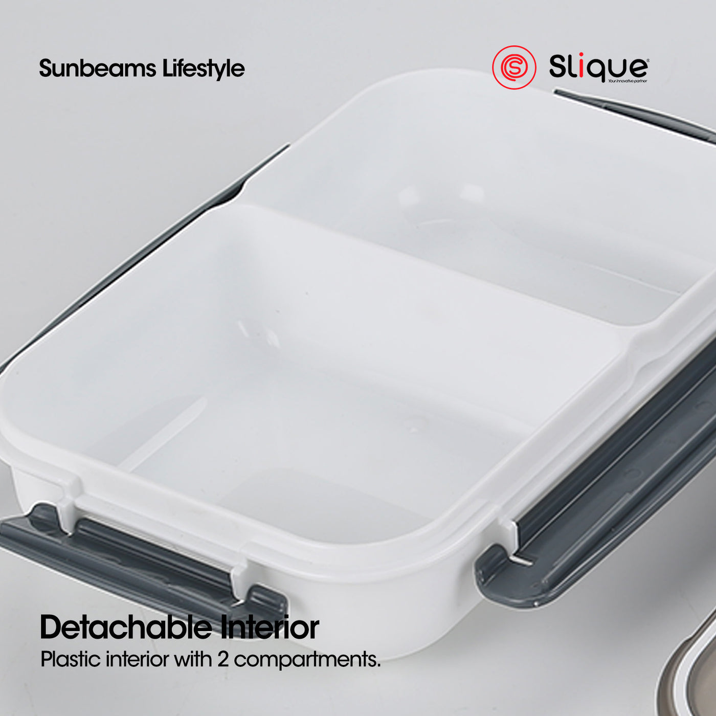 SLIQUE Premium Lunch Box w/ Compartments 1200ml|1.2L(White)