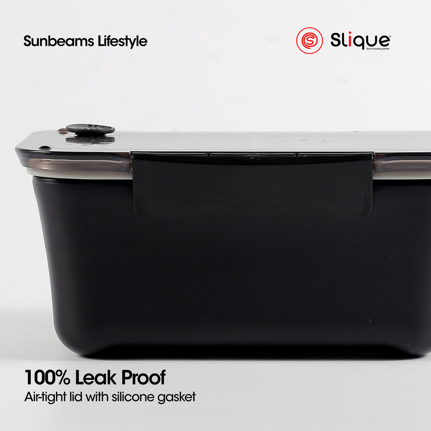SLIQUE Premium Stainless Steel Insulated Lunch Box w/ Compartment 900ml0.9L BPA Free (BLACK)