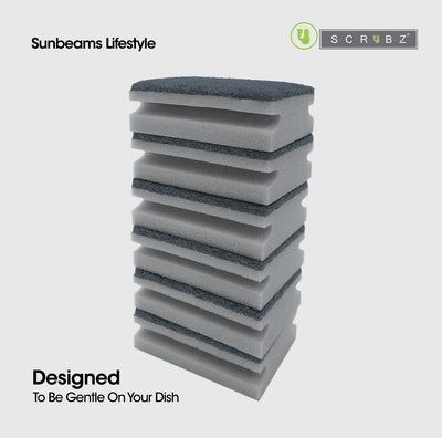 SCRUBZ Premium 2 in 1 Cleaning Sponge Set of 6 Polyester & Polyurethane Grey