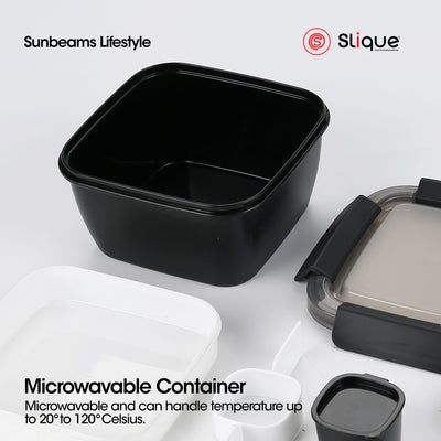 SLIQUE Premium Lunch Box w/ Compartments 1000ml1L (Black)