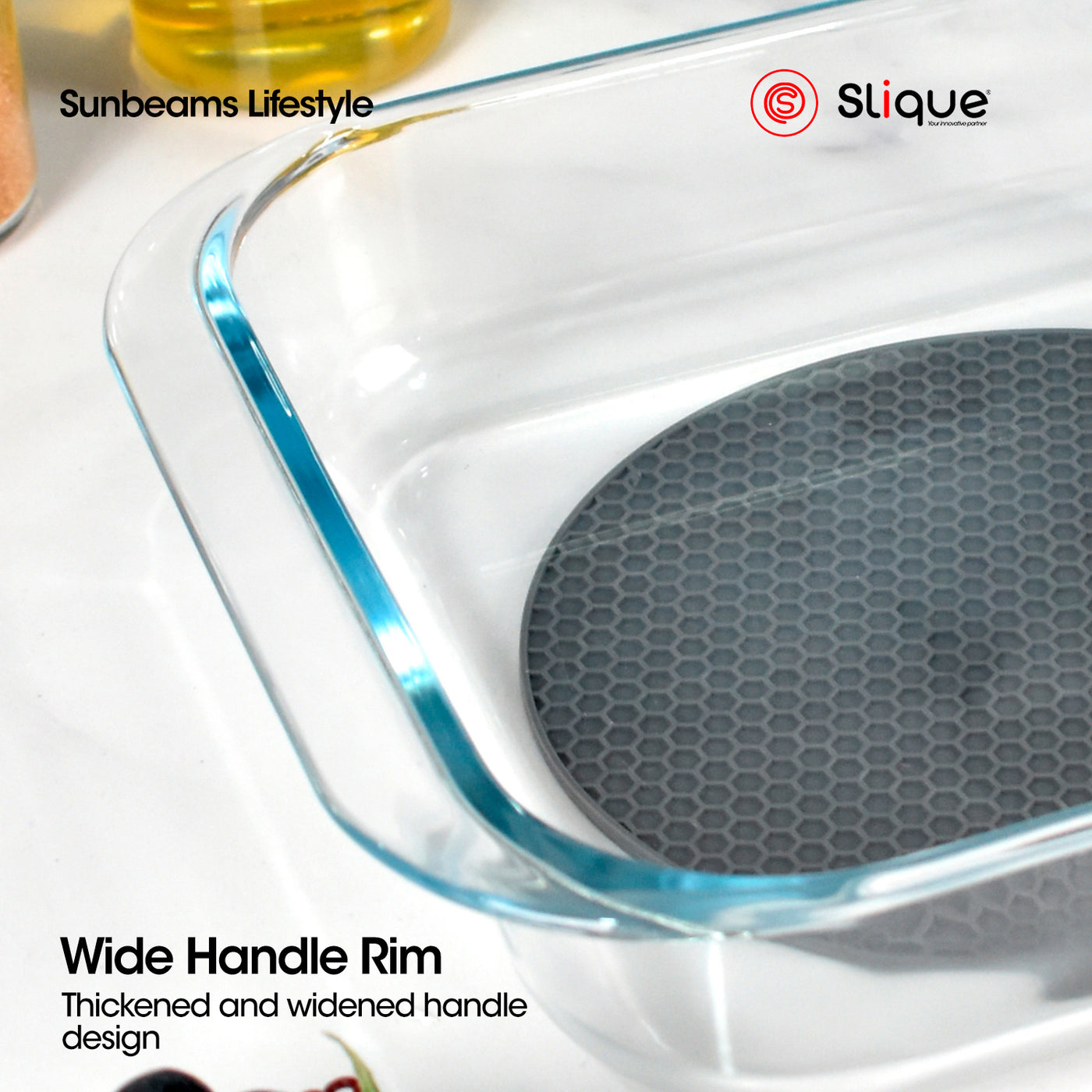SLIQUE Premium Borosilicate Square Glass Baking Dish 1500ml