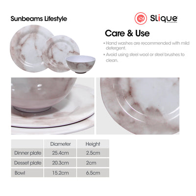 SLIQUE Premium Marble Dinnerware Set of 12