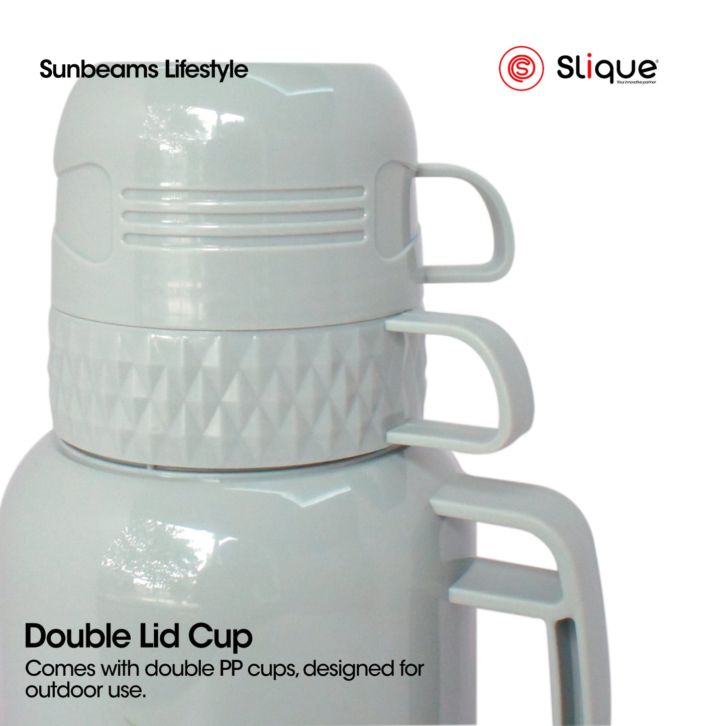 SLIQUE Insulated Vacuum Flask w/ 2 Cups 1L/1.8L