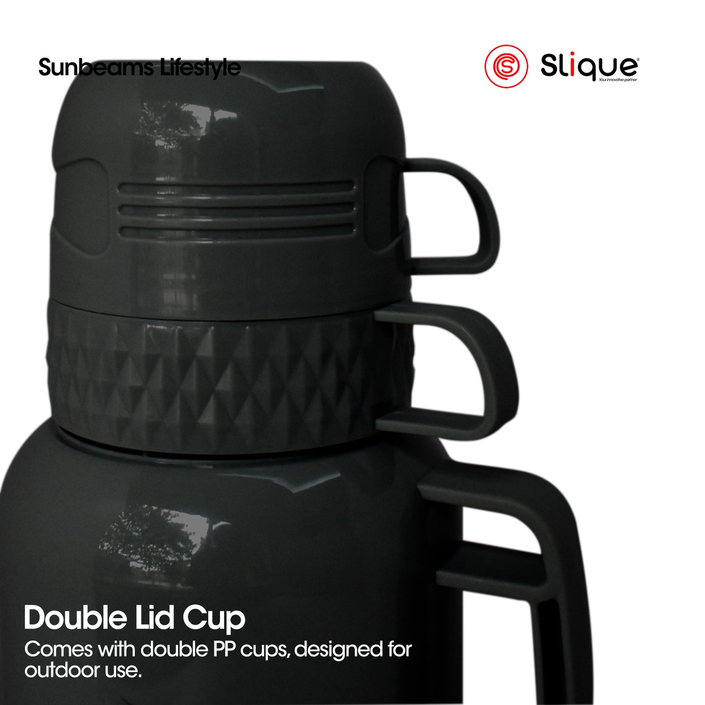 SLIQUE Insulated Vacuum Flask w/ 2 Cups 1L/1.8L