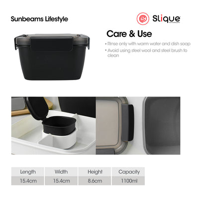 SLIQUE Premium Lunch Box w/ Compartments 1000ml1L (Black)