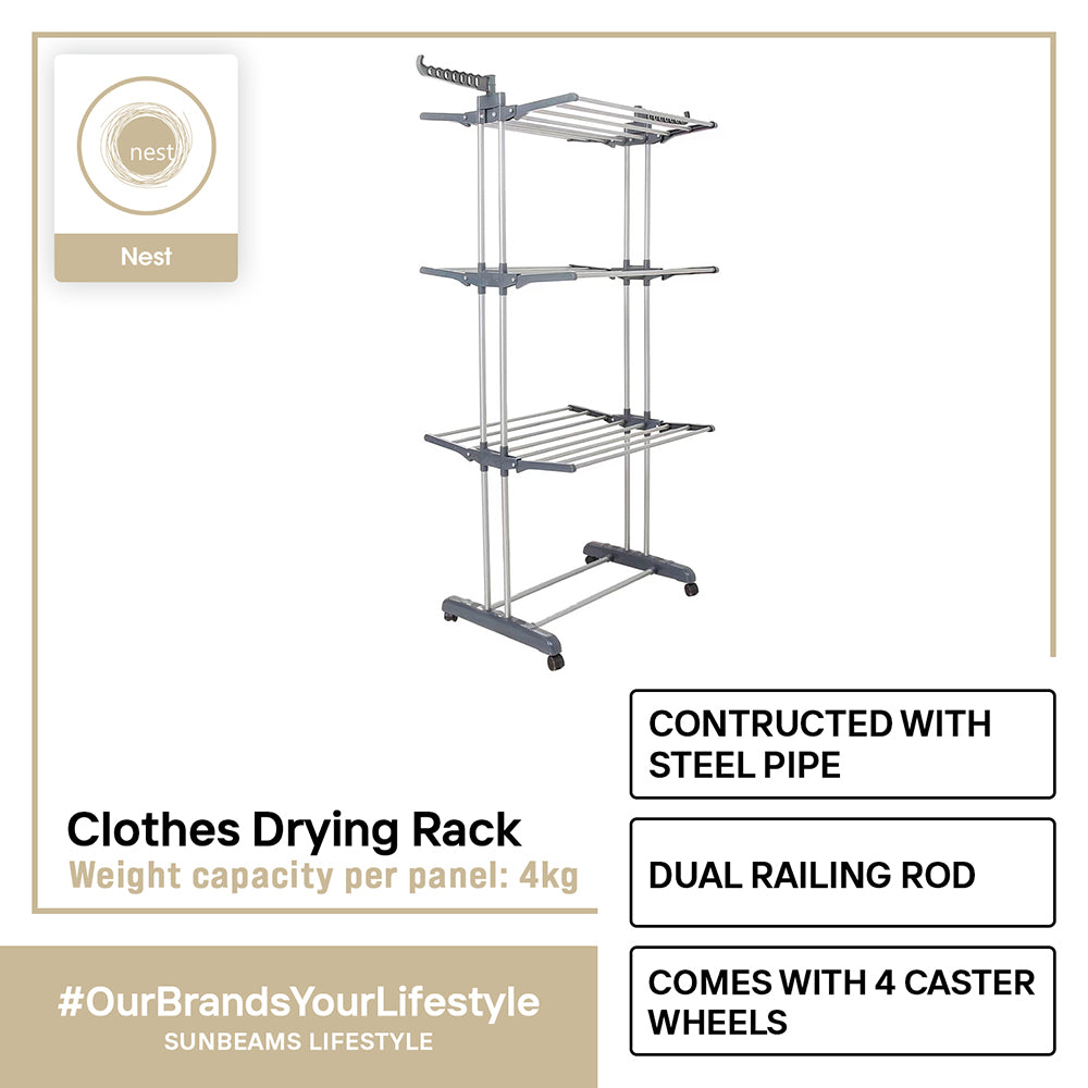 Nest Design Lab Garment Rack Stainless Steel 3 Layer 73x48x170cm Grey Dark Premium | Heavy duty | Durable Amazing Gift Idea For Any Occasion!