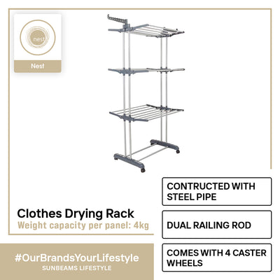 Nest Design Lab Garment Rack Stainless Steel 3 Layer 73x48x170cm Grey Dark Premium | Heavy duty | Durable Amazing Gift Idea For Any Occasion!