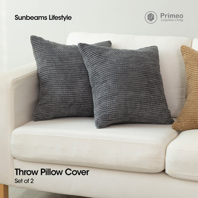 PRIMEO Throw Pillow Cover Set of 2 Made of Polyester Suitable for Bedroom, Living Room, Dining Room, Bed, Sofa, and Couch
