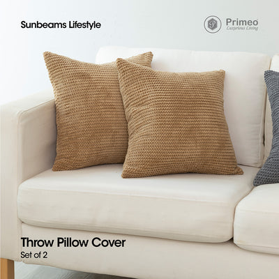 PRIMEO Throw Pillow Cover Set of 2 Made of Polyester Suitable for Bedroom, Living Room, Dining Room, Bed, Sofa, and Couch