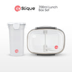 SLIQUE Premium Lunch Box Airtight Microwave Safe Set of 2 (Grey)