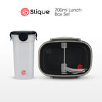 SLIQUE Premium Lunch Box Airtight Microwave Safe Set of 2 (Grey)
