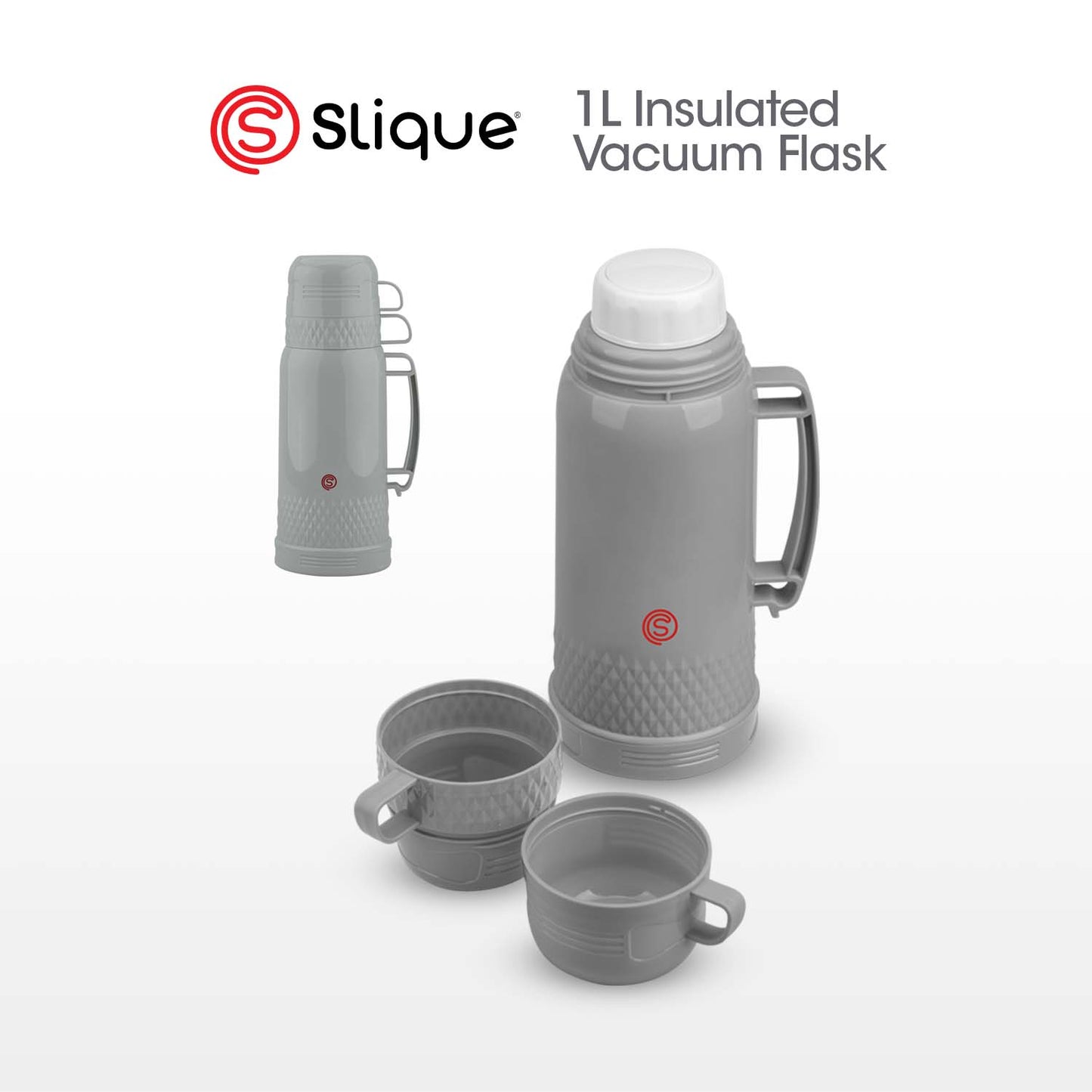 SLIQUE Insulated Vacuum Flask w/ 2 Cups 1L/1.8L
