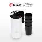 SLIQUE Premium Pitcher 1600 ml | 1.6 L w/ Lock & 4 Plastic Tumblers Set