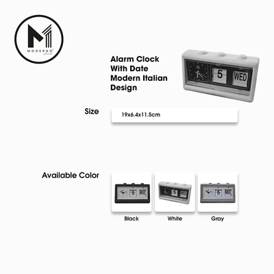 MODERNO Premium Table Alarm Clock with Date Modern Italian Design Amazing Gift Idea For Any Occasion!