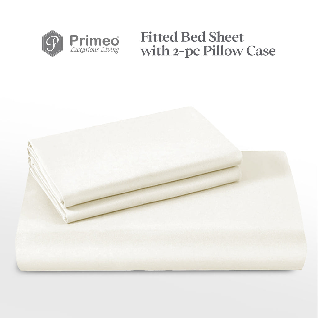 PRIMEO Bedsheet w/ 2 Pillow Case Queen Size Set of 3