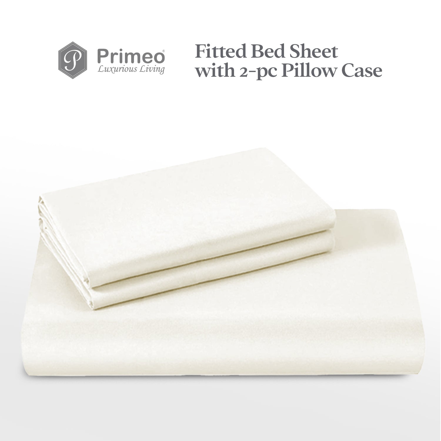 PRIMEO Bedsheet w/ 2 Pillow Case Queen Size Set of 3