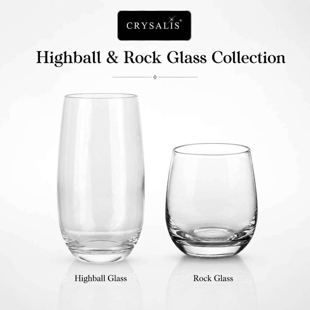 Crysalis Essence Glassware Collection Highball Rock Glass Soda-Lime Drinking Glass - Modern Design
