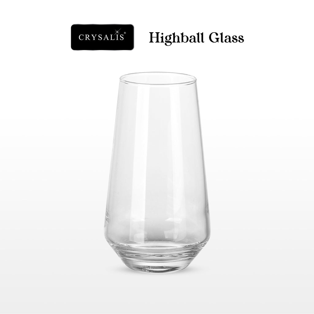 Crysalis Essence Glassware Collection Highball Rock Glass Soda-Lime Drinking Glass - Stemless Design