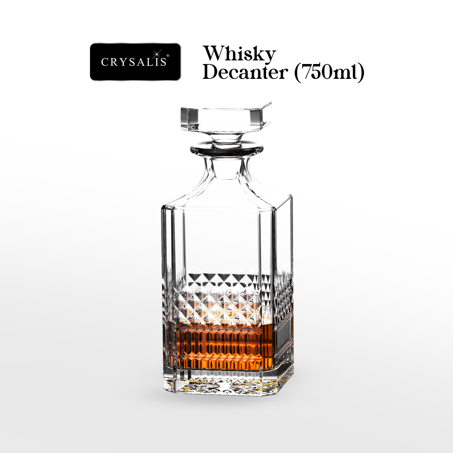 CRYSALIS Royalty Crystal Clear Glass Decanter 750ml