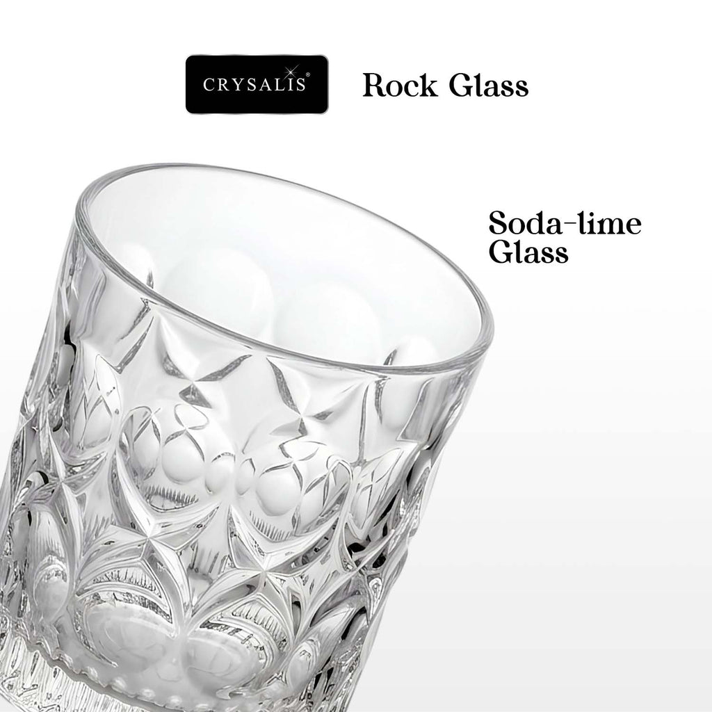 Crysalis Essence Glassware Collection Highball Rock Glass Soda-Lime Drinking Glass - Ribbed Diamond Design