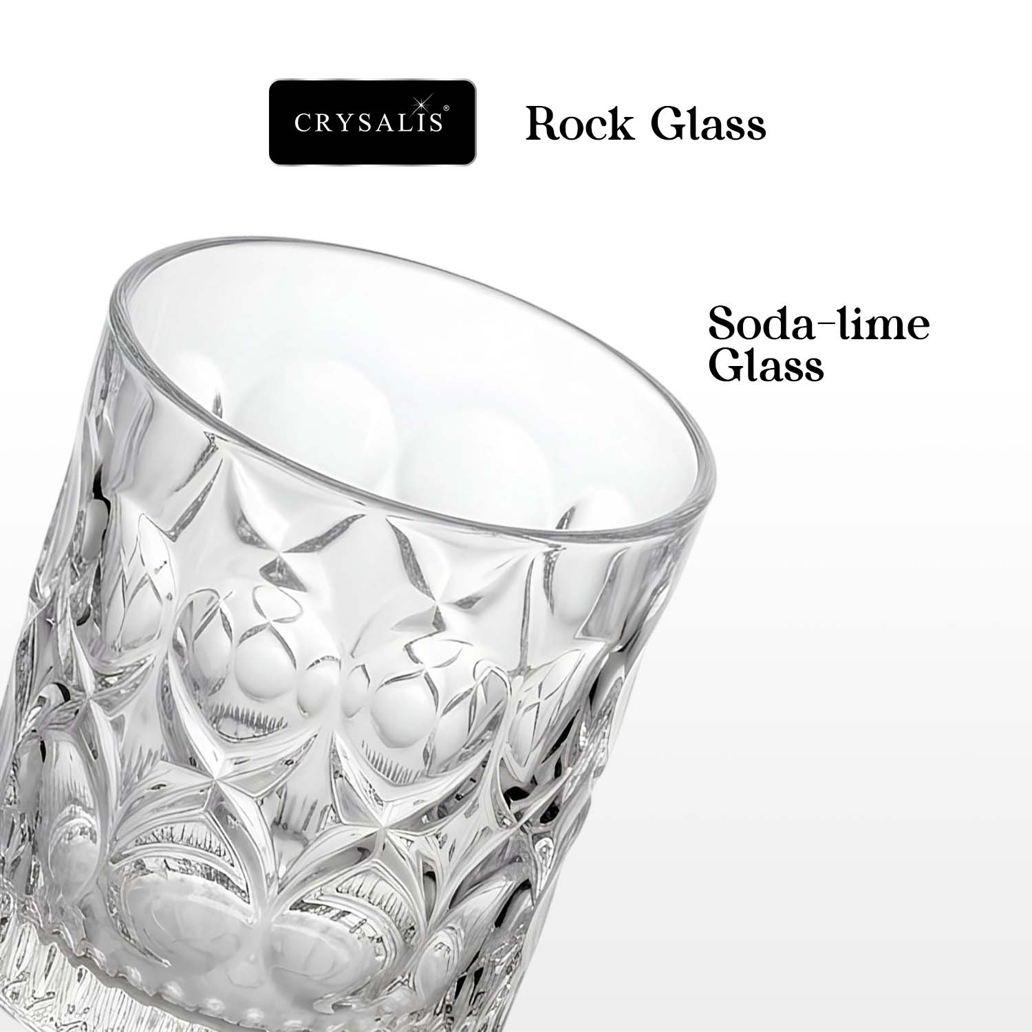Crysalis Essence Glassware Collection Highball Rock Glass Soda-Lime Drinking Glass - Ribbed Diamond Design