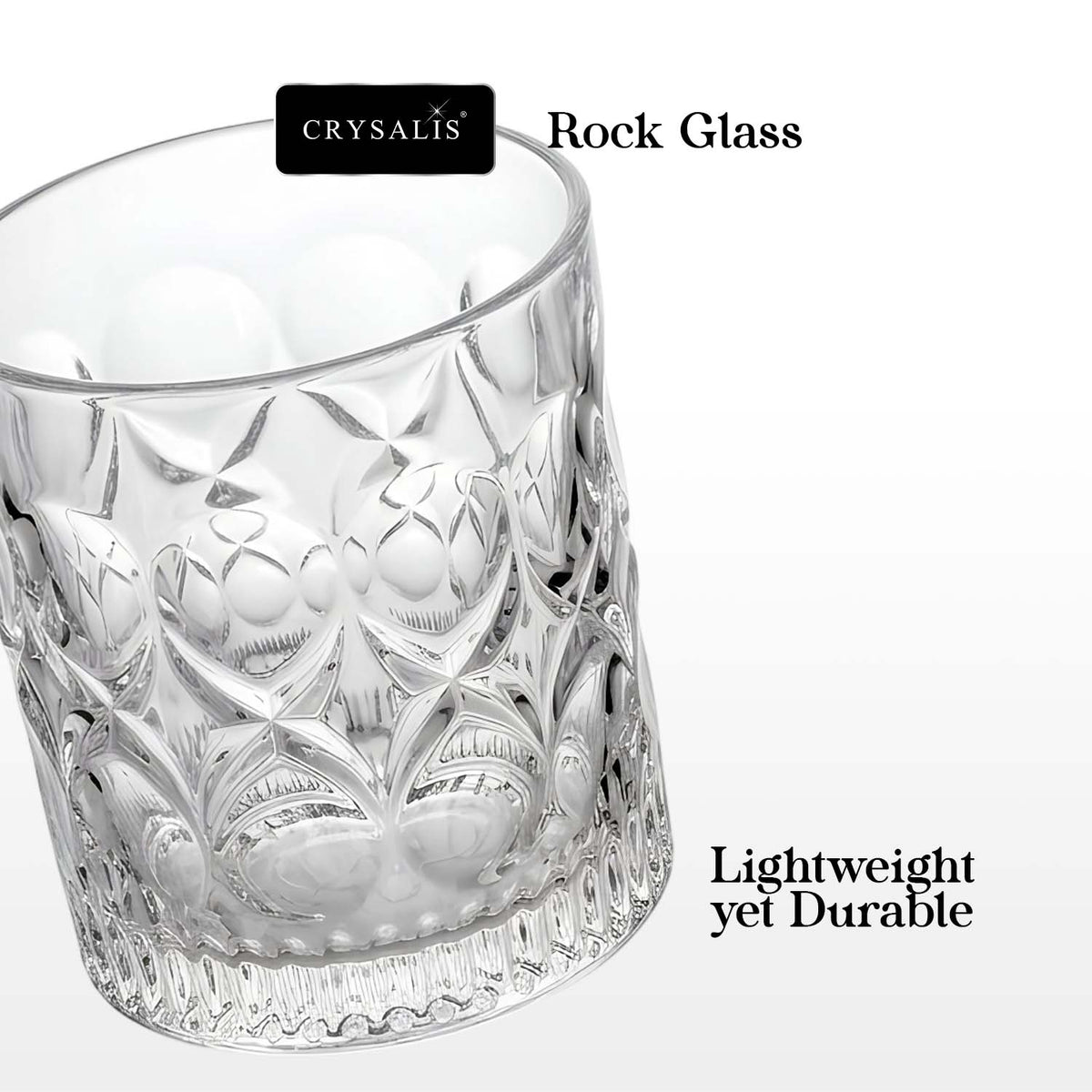 Crysalis Essence Glassware Collection Highball Rock Glass Soda-Lime Drinking Glass - Ribbed Diamond Design