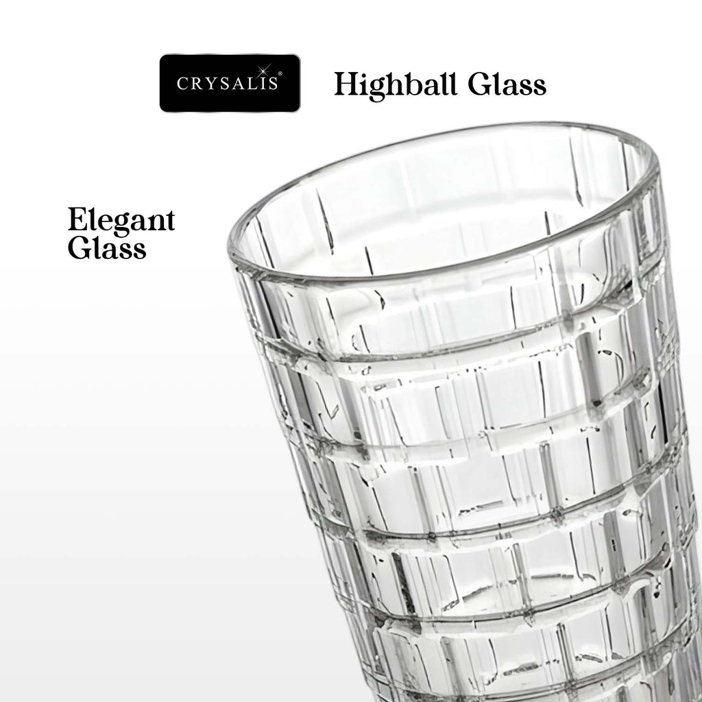 Crysalis Essence Glassware Collection Highball Rock Glass Soda-Lime Drinking Glass - Funnel Design