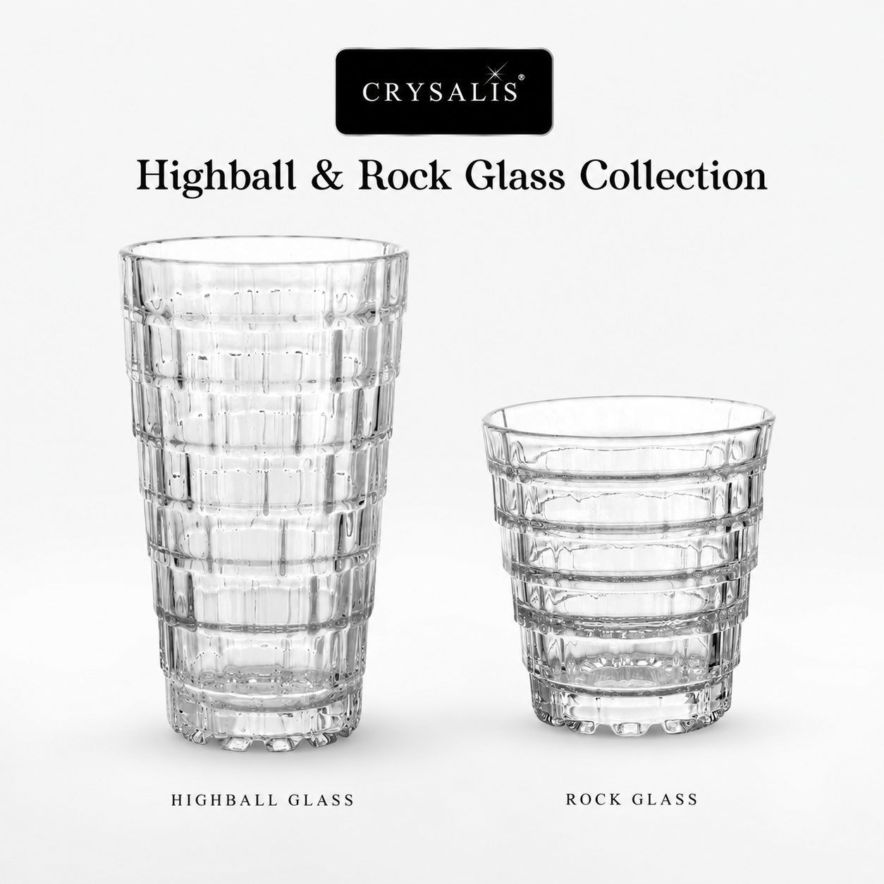 Crysalis Essence Glassware Collection Highball Rock Glass Soda-Lime Drinking Glass - Funnel Design
